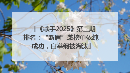 《歌手2025》第三期排名：“断眉”袭榜单依纯成功，白举纲被淘汰