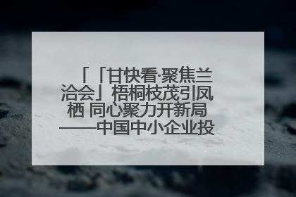 「甘快看·聚焦兰洽会」梧桐枝茂引凤栖 同心聚力开新局——中国中小企业投资洽谈会侧记