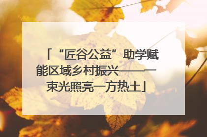 “匠谷公益”助学赋能区域乡村振兴——一束光照亮一方热土