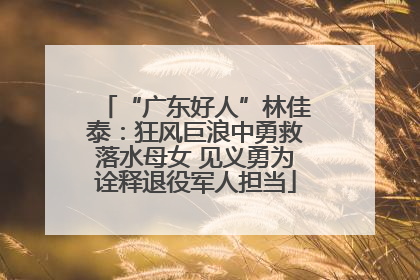 “广东好人”林佳泰：狂风巨浪中勇救落水母女 见义勇为诠释退役军人担当