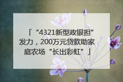 “4321新型政银担”发力，200万元贷款助家庭农场“长出彩虹”