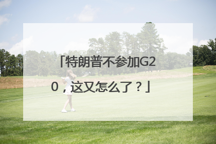 特朗普不参加G20，这又怎么了？