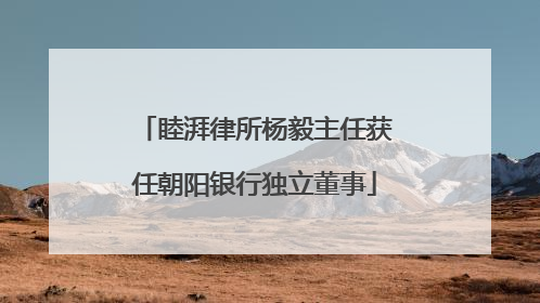 睦湃律所杨毅主任获任朝阳银行独立董事
