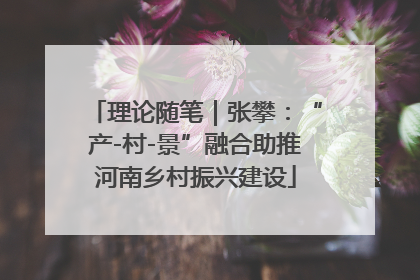 理论随笔｜张攀：“产-村-景”融合助推河南乡村振兴建设