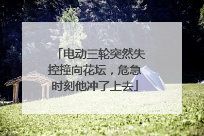 电动三轮突然失控撞向花坛，危急时刻他冲了上去