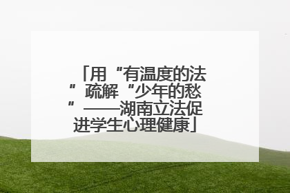 用“有温度的法”疏解“少年的愁”——湖南立法促进学生心理健康
