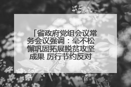 省政府党组会议常务会议强调：毫不松懈巩固拓展脱贫攻坚成果 厉行节约反对浪费弘扬优良作风