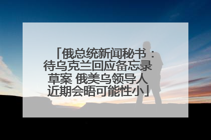 俄总统新闻秘书：待乌克兰回应备忘录草案 俄美乌领导人近期会晤可能性小