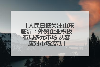 人民日报关注山东临沂：外贸企业积极布局多元市场 从容应对市场波动