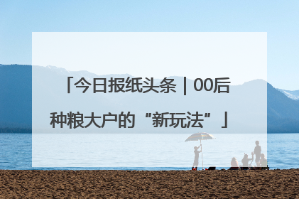 今日报纸头条｜00后种粮大户的“新玩法”
