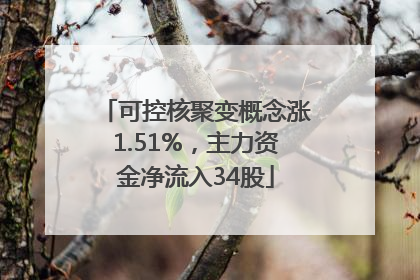 可控核聚变概念涨1.51%，主力资金净流入34股