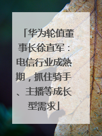 华为轮值董事长徐直军：电信行业成熟期，抓住骑手、主播等成长型需求