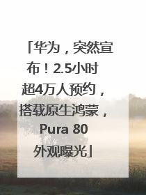 华为，突然宣布！2.5小时超4万人预约，搭载原生鸿蒙，Pura 80外观曝光