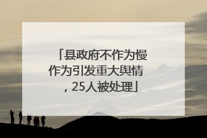 县政府不作为慢作为引发重大舆情，25人被处理