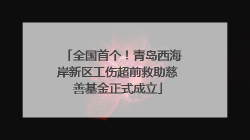 全国首个！青岛西海岸新区工伤超前救助慈善基金正式成立