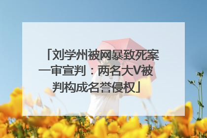 刘学州被网暴致死案一审宣判：两名大V被判构成名誉侵权