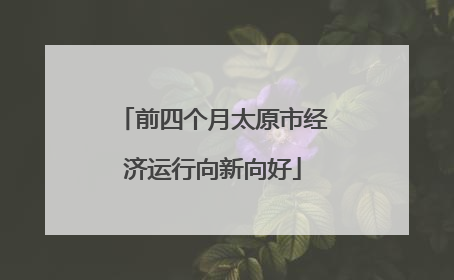 前四个月太原市经济运行向新向好