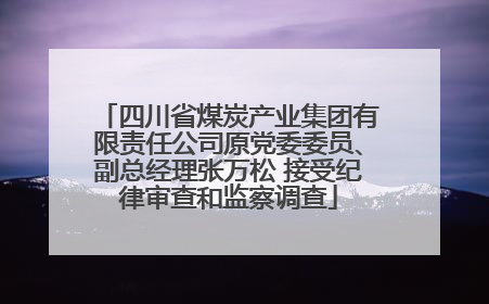 四川省煤炭产业集团有限责任公司原党委委员、副总经理张万松 接受纪律审查和监察调查
