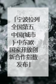 宁波位列全国第五 中国(城市)-中东欧国家开放创新合作指数发布