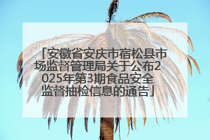 安徽省安庆市宿松县市场监督管理局关于公布2025年第3期食品安全监督抽检信息的通告