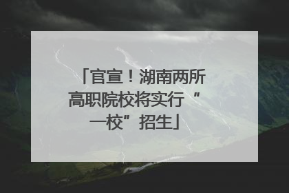 官宣！湖南两所高职院校将实行“一校”招生