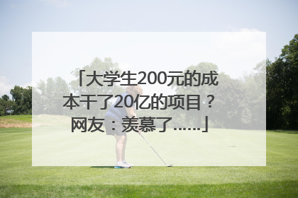 大学生200元的成本干了20亿的项目？网友：羡慕了……