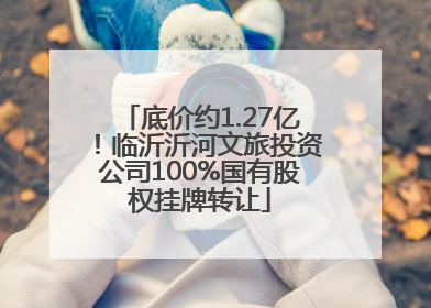 底价约1.27亿！临沂沂河文旅投资公司100%国有股权挂牌转让