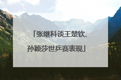 张继科谈王楚钦、孙颖莎世乒赛表现