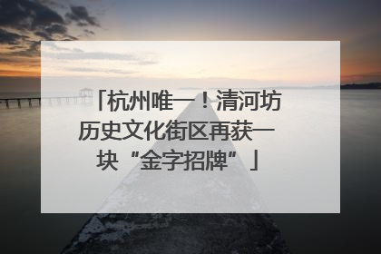 杭州唯一！清河坊历史文化街区再获一块“金字招牌”