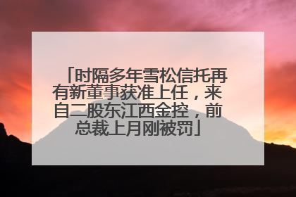 时隔多年雪松信托再有新董事获准上任，来自二股东江西金控，前总裁上月刚被罚