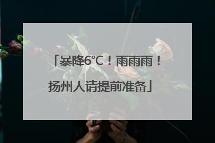 暴降6℃！雨雨雨！扬州人请提前准备
