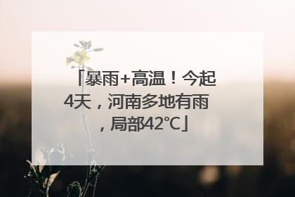 暴雨+高温！今起4天，河南多地有雨，局部42℃