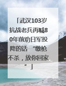 武汉103岁抗战老兵再喊80年前劝日军投降的话 “缴枪不杀，放你回家”