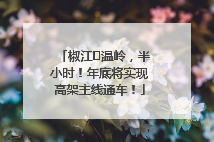 椒江⇌温岭，半小时！年底将实现高架主线通车！