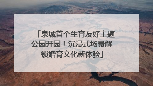 泉城首个生育友好主题公园开园！沉浸式场景解锁婚育文化新体验
