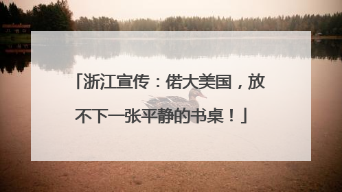 浙江宣传：偌大美国，放不下一张平静的书桌！