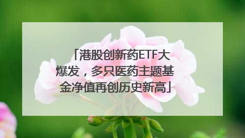 港股创新药ETF大爆发，多只医药主题基金净值再创历史新高