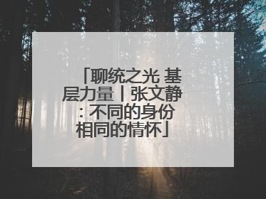 聊统之光 基层力量丨张文静：不同的身份 相同的情怀