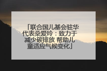 联合国儿基会驻华代表桑爱玲：致力于减少碳排放 帮助儿童适应气候变化