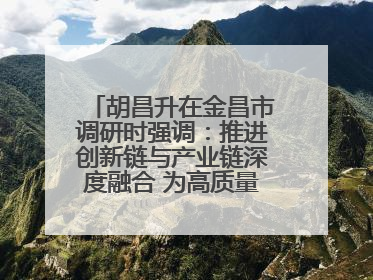 胡昌升在金昌市调研时强调：推进创新链与产业链深度融合 为高质量发展塑造新动能新优势