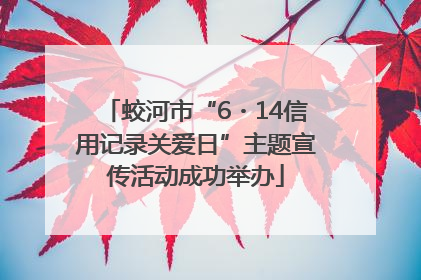 蛟河市“6・14信用记录关爱日”主题宣传活动成功举办