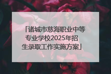 诸城市慈海职业中等专业学校2025年招生录取工作实施方案