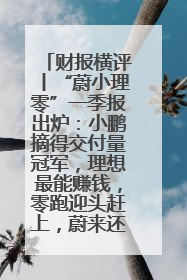 财报横评丨“蔚小理零”一季报出炉：小鹏摘得交付量冠军，理想最能赚钱，零跑迎头赶上，蔚来还在调整