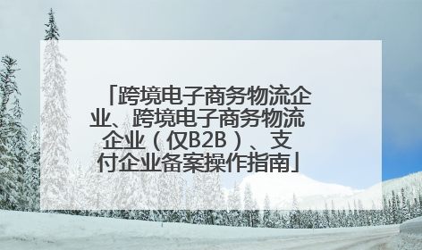 跨境电子商务物流企业、跨境电子商务物流企业（仅B2B）、支付企业备案操作指南