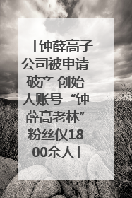 钟薛高子公司被申请破产 创始人账号“钟薛高老林”粉丝仅1800余人