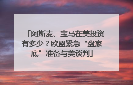 阿斯麦、宝马在美投资有多少？欧盟紧急“盘家底”准备与美谈判