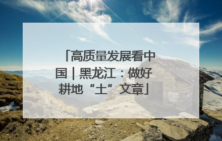 高质量发展看中国｜黑龙江：做好耕地“土”文章