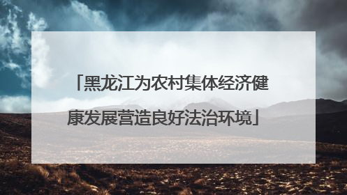 黑龙江为农村集体经济健康发展营造良好法治环境