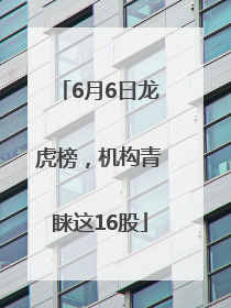 6月6日龙虎榜，机构青睐这16股
