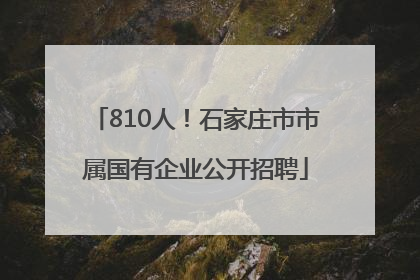 810人！石家庄市市属国有企业公开招聘